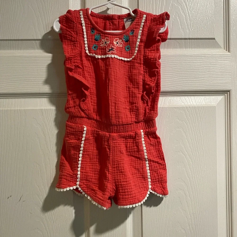 OshKosh B'gosh Red Ruffled Romper Jumpsuit